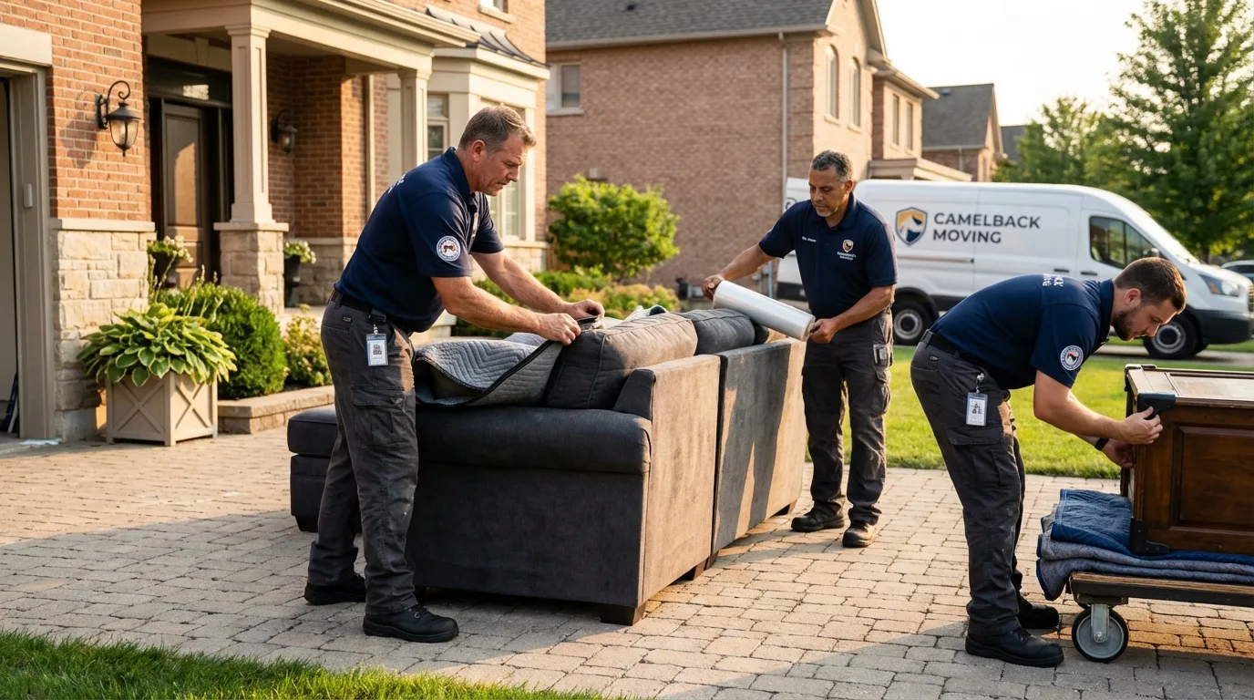 Large estate moving crew wrapping furniture in Le Roy, IL