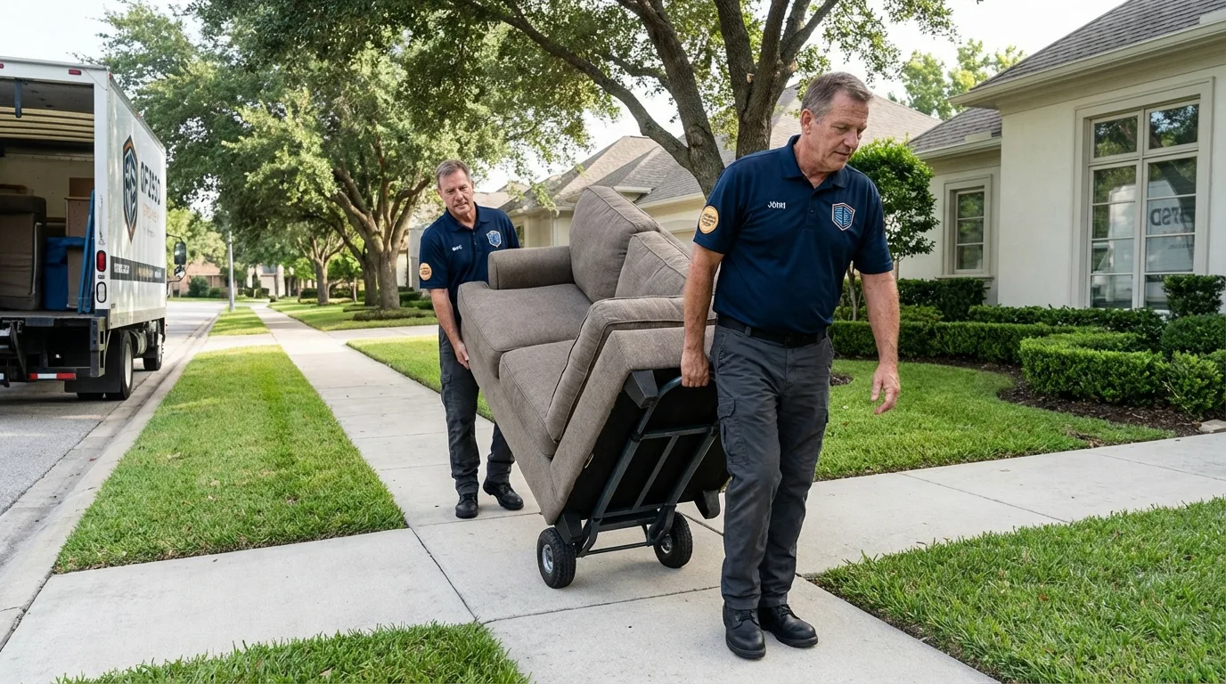 Local residential moving crew loading furniture in Le Roy, IL